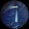 Lighthouse on Round Canvas