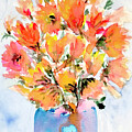 Orange Flowers and Blue Vase
