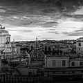 Sunset Over Rome, Italy, BW