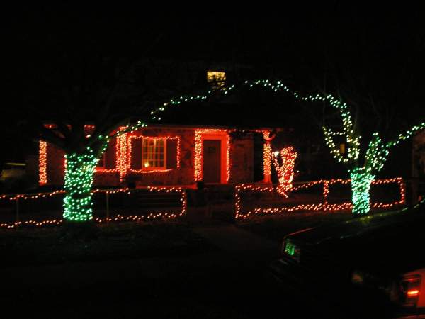 A Home Decorated In - Colored Lights - For Christmas
