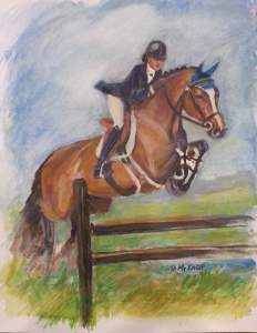 Horses That Jump Fine Art Water Color  Paintings
